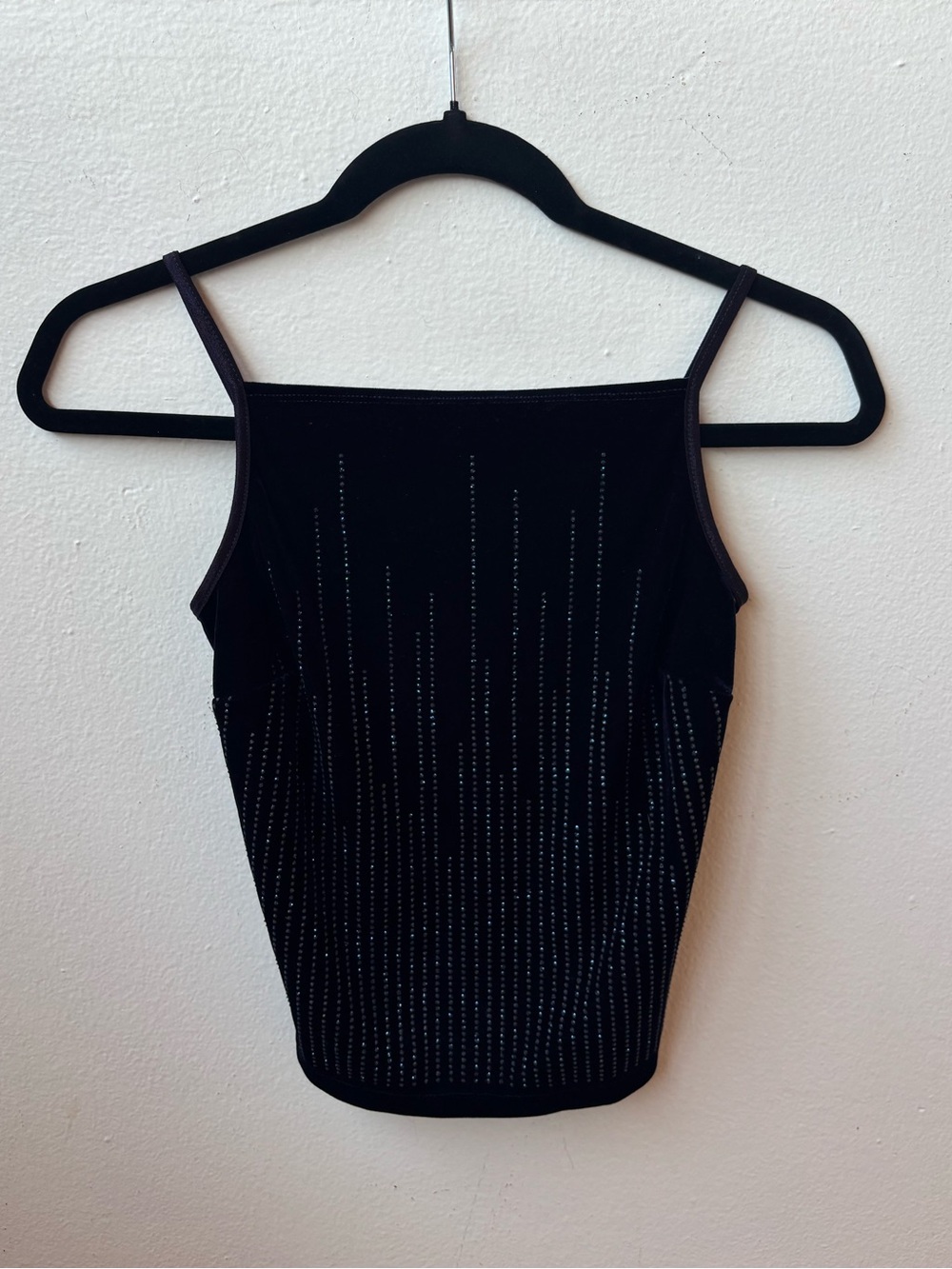 Velvet Y2K Black Embellished Cami Tank Top